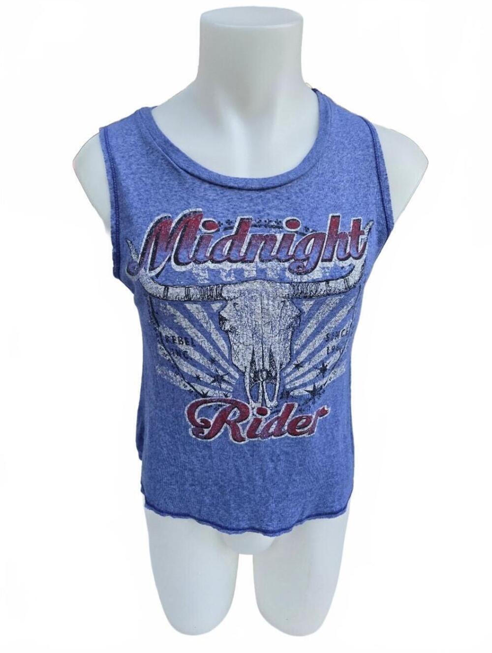 Deb Women's Blue Sleeveless Graphic Tank Top , Size Medium